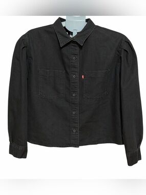 Vintage Levi’s Women’s Medium Black Button Front Shirt Jacket Red Tab